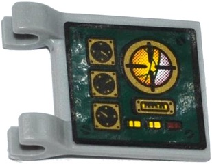 Flag 2 x 2 Square with Horizon Screen, Gauges and Yellow and Red Buttons on Dark Green Background Pattern (Sticker) - Set 70735, 2335pb144 Light Bluish Gray U