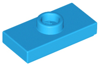 Plate, Modified 1 x 2 with 1 Stud with Groove and Bottom Stud Holder (Jumper), 15573 Dark Azure U