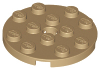 Plate, Round 4 x 4 with Hole, 60474 Dark Tan N