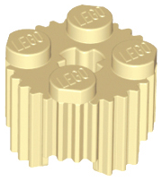 Деталь LEGO Brick, Round 2 x 2 with Axle Hole and Grille / Fluted Profile 92947 Tan U