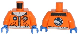 Torso Arctic Explorer Logo with Zipper and White Fur Trim Pattern / Orange Arms / Blue Hands, 973pb1683c01 Orange U
