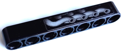 Technic, Liftarm Thick 1 x 7 with 4 Silver Exhaust Pipes Pattern Model Left Side (Sticker) - Set 42106, 32524pb066L Black U