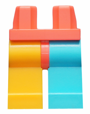 Hips and 1 Medium Azure Left Leg, 1 Bright Light Orange Right Leg, 970d46 Coral U