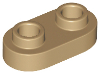 Plate, Round 1 x 2 with Open Studs, 35480 Dark Tan N