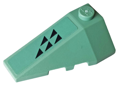 Wedge 4 x 2 Triple Left with Five Black Triangles on Sand Green Background Pattern (Sticker) - Set 70612, 43710pb15 Sand Green U