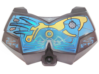 Large Figure Chest Armor Small with Dark Azure and Yellow Pattern (Gali), 98603pb014 Pearl Dark Gray U