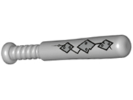 Minifigure, Utensil Baseball Bat 4L with 3 Metallic Silver Diamond Panels with Rivets Pattern, 93220pb04 Light Bluish Gray U