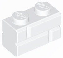 Brick, Modified 1 x 2 with Masonry Profile 98283 White N