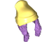 Minifigure, Hair Combo, Hair with Hat, 2 Braids over Shoulders with Molded Bright Light Yellow Beanie Pattern, 52686pb01  