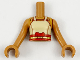 Torso Mini Doll Girl Tan Tank Top, Red Sash Pattern, Medium Nougat Arms with Hands, FTGpb310c01