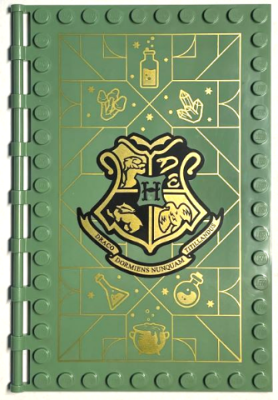 Tile, Modified 10 x 16 with Studs on Edges and Bar Handles with Hogwarts Potions Class Pattern, 69934pb002 Sand Green N