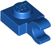 Plate, Modified 1 x 1 with Open O Clip (Horizontal Grip), 61252 Blue N