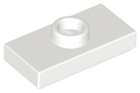 Plate, Modified 1 x 2 with 1 Stud with Groove and Bottom Stud Holder (Jumper), 15573 White U