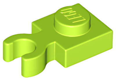 Деталь LEGO Plate, Modified 1 x 1 with Open O Clip Thick (Vertical Grip) 4085d Lime U