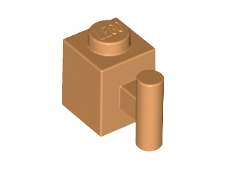 Brick, Modified 1 x 1 with Bar Handle, 2921 Medium Nougat N