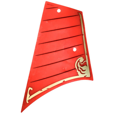 Plastic Part for Set 70738 - Red Sail with Dark Red Lines and Gold Trim and Wave Pattern, 70738pls01a Red U