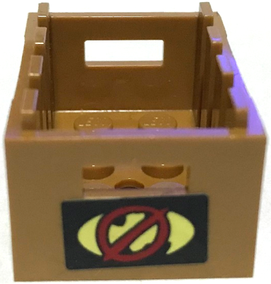 Container, Crate 3 x 4 x 1 2/3 with Handholds with Batman Logo and Red Prohibited Sign on Black Background Pattern (Sticker) - Set 70922, 30150pb05 Medium Nougat U