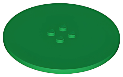 Деталь LEGO Lego Tile, Round 8 x 8 with 4 Studs in Center 6177 Green N