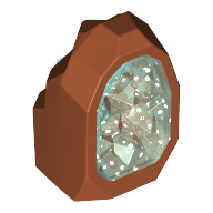 Rock 1 x 1 Geode with Molded Glitter Trans-Light Blue Crystals Pattern, 49656pb03 Dark Orange U