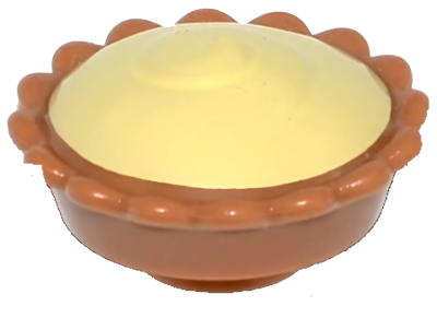 Деталь Пирог Lego 93568pb002 Pie with Bright Light Yellow Cream Filling Pattern U Medium Nougat