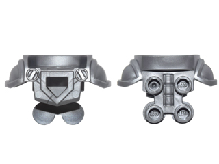 Minifigure Armor Breastplate with Shoulder Pads Large, Pentagonal Cutout and 4 Studs on Back, 22402 Flat Silver U