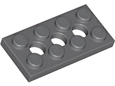 Деталь LEGO Technic, Plate 2 x 4 with 3 Holes 3709b Dark Bluish Gray U