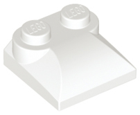 Slope, Curved 2 x 2 x 2/3 with 2 Studs and Curved Sides, 47457 White N
