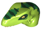 Dinosaur Head Raptor with Pin Hole with Tan Teeth and Dark Green Stripes and Green Markings Pattern, 98065pb09