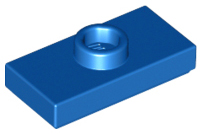 Plate, Modified 1 x 2 with 1 Stud with Groove and Bottom Stud Holder (Jumper), 15573 Blue U