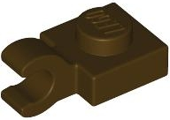 Plate, Modified 1 x 1 with Open O Clip (Horizontal Grip), 61252 Dark Brown N