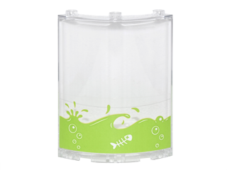 Cylinder Quarter 4 x 4 x 6 with Lime Liquid with Splashes and Bubbles and Fish Skeleton Facing Right Pattern (Sticker) - Set 76035, 30562pb048