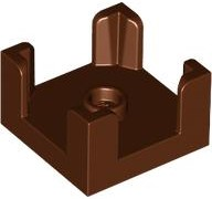 Container, Box 2 x 2 x 1 Half with Stud and 4 Corner Supports, 3131 Reddish Brown N