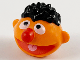Minifigure, Head, Modified Sesame Street Ernie with Black Hair, Red Nose and Mouth Pattern, bb1164pb01  