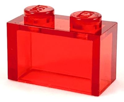 Brick 1 x 2 without Bottom Tube, 3065 Trans-Red N