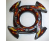 Ring 4 x 4 with 2 x 2 Hole and 4 Arrow Ends with Yellow and Red Flames Pattern (Ninjago Spinner Crown), 98341pb06  
