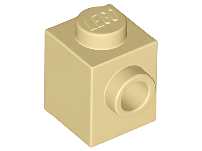 Деталь LEGO Brick, Modified 1 x 1 with Stud on Side 87087 Tan U
