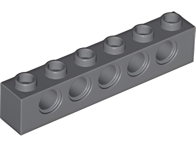 Деталь LEGO Technic, Brick 1 x 6 with Holes 3894 Dark Bluish Gray U