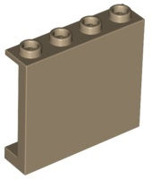 Panel 1 x 4 x 3 with Side Supports - Hollow Studs, 60581 Dark Tan N