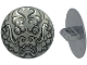 Minifigure, Shield Circular / Round Convex Face with Black and Silver Ninjago Dragon Head Pattern, 75902pb16  