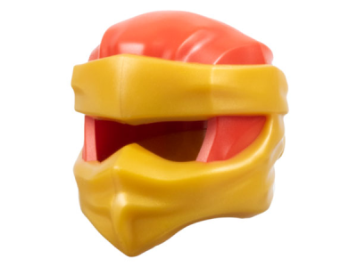 Minifigure, Headgear Ninjago Wrap Type 9 with Molded Pearl Gold Wraps and Knot Pattern, 4910pb03 Red U