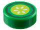 Tile, Round 1 x 1 with Dark Green, Lime and White Cucumber Slice Pattern, 98138pb443  