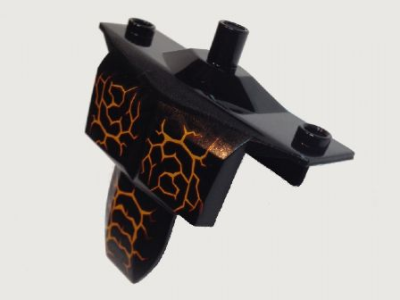 Large Figure Torso Armor Shoulder Studs with Bright Light Orange and Dark Red Cracks Pattern (Sparkks), 24301pb01 Black U