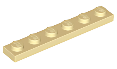 Деталь LEGO Plate 1 x 6 3666 Tan U