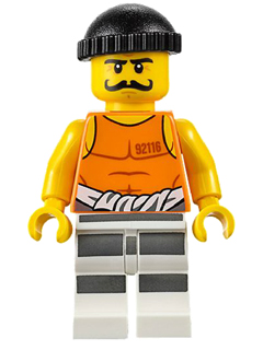 Минифигурка Lego Police - Jail Prisoner 92116 Undershirt, Striped Legs, Black Knit Cap cty0612 U