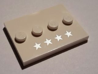 Деталь LEGO Tile, Modified 3 x 4 with 4 Studs in Center with 4 Silver Stars Pattern 88646pb004