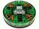 Turntable 6 x 6 x 1 1/3 Round Base Serrated with Trans-Green Top and Black and Orange Pattern (Ninjago Spinner), bb0549c12pb01  