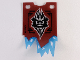 Plastic Part for Set 70678 - Dark Red Tattered Flag with Black and White Ice Emperor Crest and Trans-Light Blue Icicles, LEGO Copyright on Left Pattern, 70678pls01b  