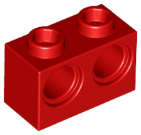 Technic, Brick 1 x 2 with Holes, 32000 Red N