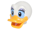 Minifigure, Head, Modified Duck with Bright Light Orange Bill, Eyelashes and Lavender Eye Shadow Pattern (Daisy), 24633pb02  