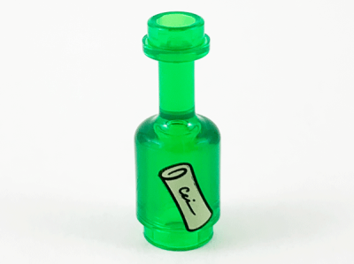 Minifigure, Utensil Bottle with Tan Paper Roll Pattern, 95228pb05 Trans-Green U